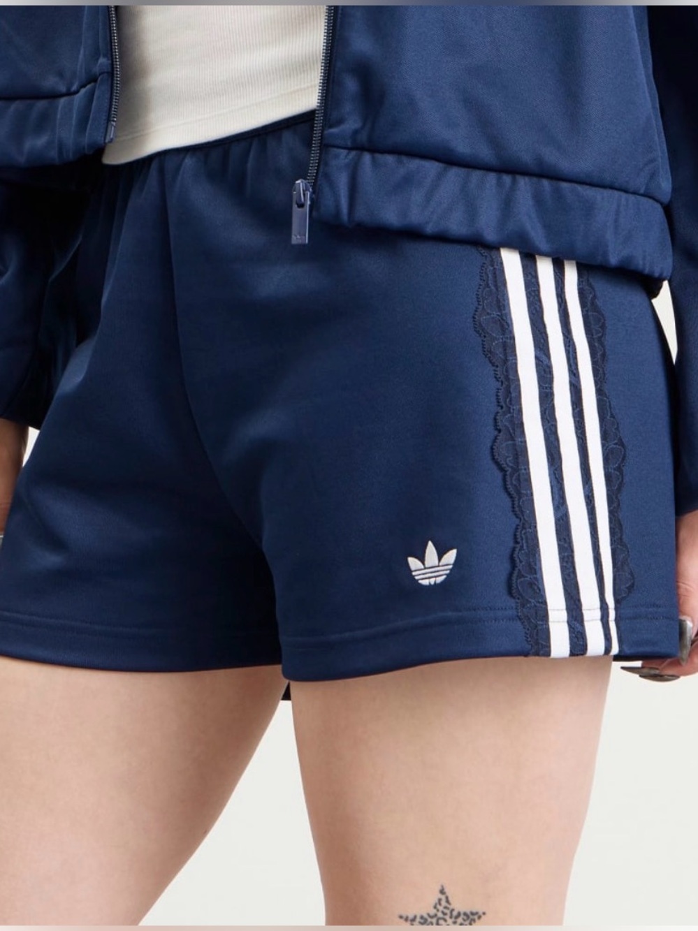 adidas Lace 3 Stripe Shorts in Collegiate Navy